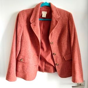 Vintage orange tweed blazer jacket by L. L. Bean - Size Medium Petite